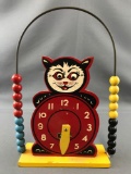 Vintage wooden cat educational toy