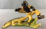 Vintage Cast Iron Black Americana Man and Alligator Paperweight
