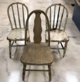 Group of 3 Antique child wooden chairs