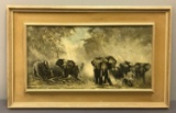 Framed canvas of elephants
