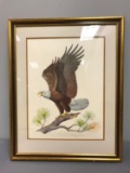 Framed print of Eagle signed by artist Albert Earl Gilbert
