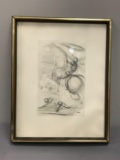 Framed Artwork etching Don Quixote Salvador Dali