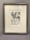 Framed artwork etching Salvador Dali Don Quixote