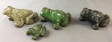 Group of 4 Vintage Cast-Iron Frog Door Stoppers