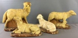 Group of 4 Vintage Chalk Sheep Statues