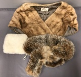 Group of 3 Vintage genuine fur stole and other pieces