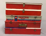 Group of 5 Vintage erector sets in cases