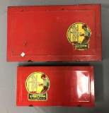 2 vintage erector sets in metals cases