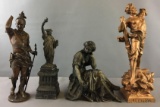 Group of 4 Vintage Metal Statues