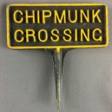 Double sided Metal Chipmunk Crossing Sign