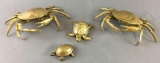 Group of 4 Brass Crabs and Turtles