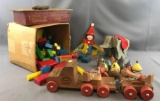 Group of vintage wooden toys