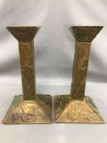 Pair of vintage arts and crafts candlesticks