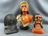 Group of 3 Native American busts