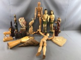 Group of 17 carved wood pieces