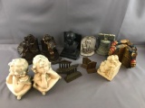 Vintage bookends, pairs and singles, 14 pieces total