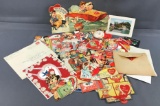 Large group of vintage antique Valentine and Christmas cards