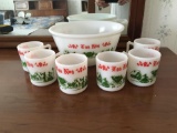 Vintage Egg Nog Bowl with 6 cups