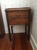 Vintage side table with contents