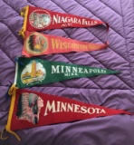 Group of four vintage pennants