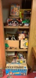 Closet a lot of miscellaneous vintage toys