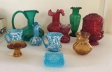 Group of 10 Vintage colored Glasware