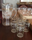 Vintage Pitcher with 6 Glasses