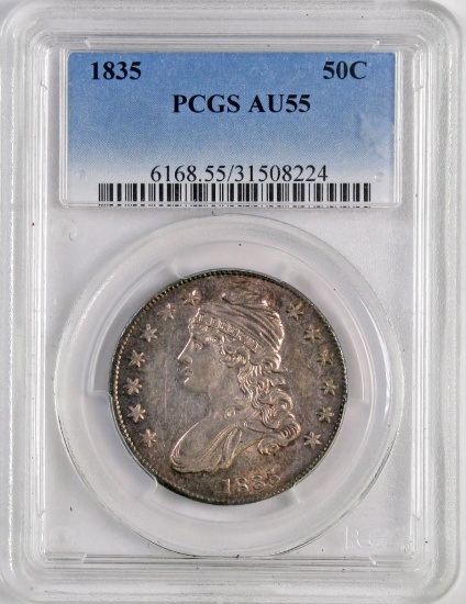 1835 Capped Bust Silver Half Dollar (PCGS) AU55.