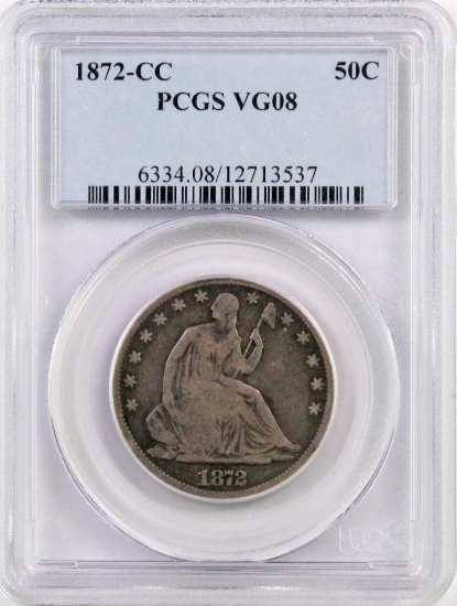 1872 CC Seated Liberty Silver Half Dollar (PCGS) VG08.