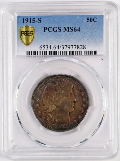 1915 S Barber Half Dollar (PCGS) MS64.