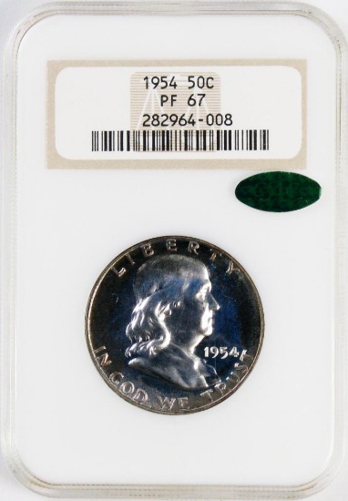 1954 P Franklin Silver Half Dollar (NGC) PF67 CAC.