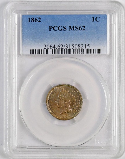 1862 Indian Head Cent (PCGS) MS62.