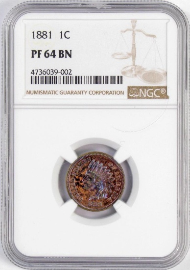 1881 Indian Head Cent (NGC) PF64BN.