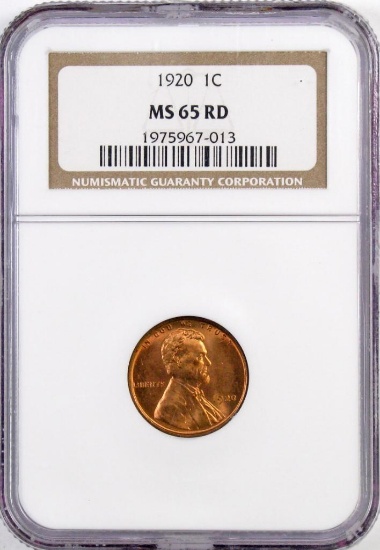 1920 P Lincoln Wheat Cent (NGC) MS65RD.