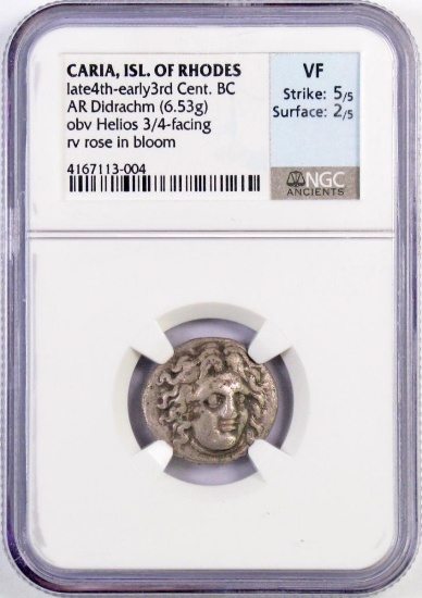 Ancient: Caria, Isl. Of Rhodes late 4th to early 3rd Century B.C. (NGC) VF.