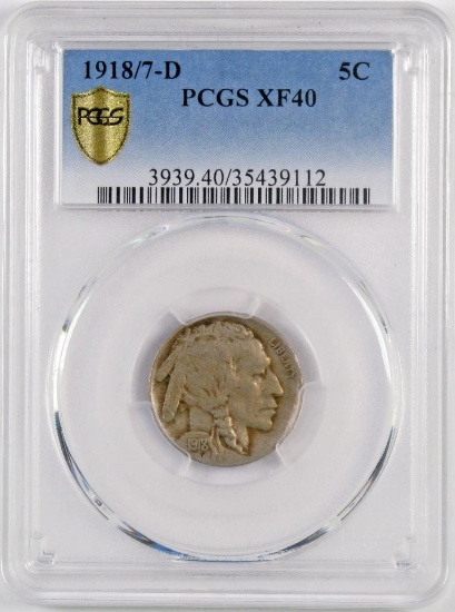 1918/7 D Buffalo Nickel (PCGS) XF40.