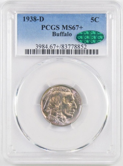 1938 D Buffalo Nickel (PCGS) MS67+ CAC.