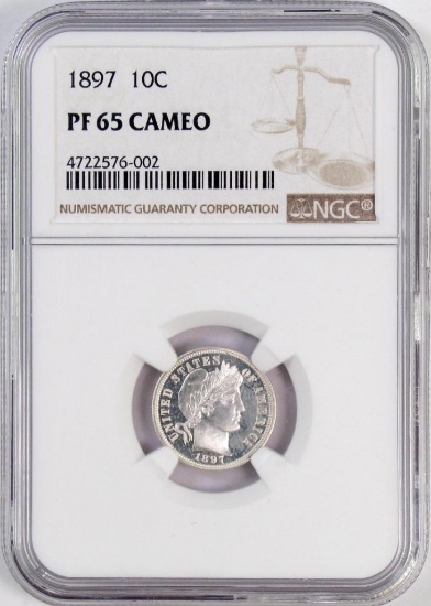 1897 P Barber Silver Dime (NGC) PF65 Cameo.