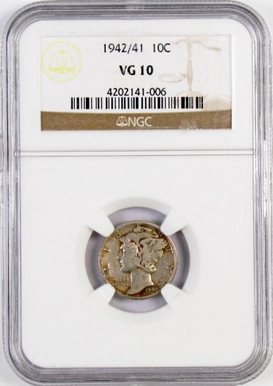 1942/1 P Mercury Silver Dime (NGC) VG10.
