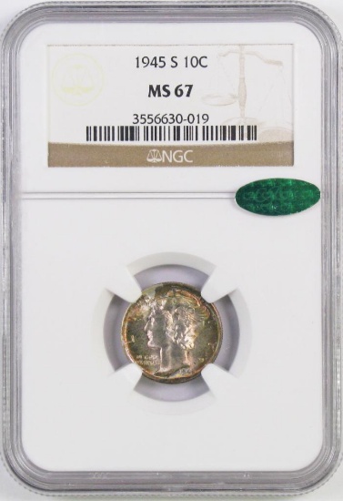 1945 S Mercury Silver Dime (NGC) MS67 CAC.