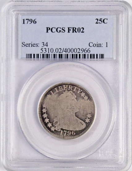 1796 Draped Bust Silver Quarter (PCGS) FR02.