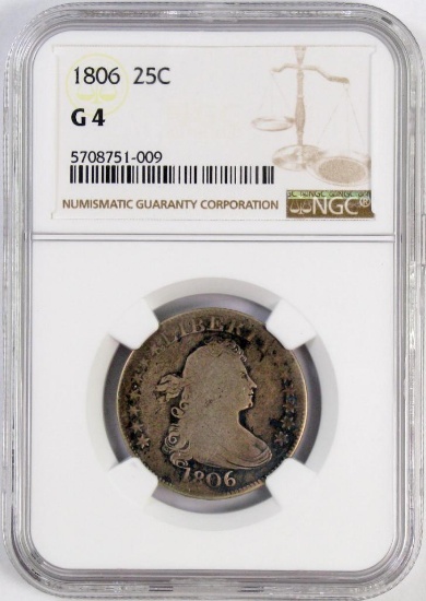 1806 Draped Bust Silver Quarter (NGC) G4.