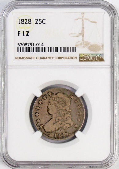 1828 Capped Bust Silver Quarter (NGC) F12.