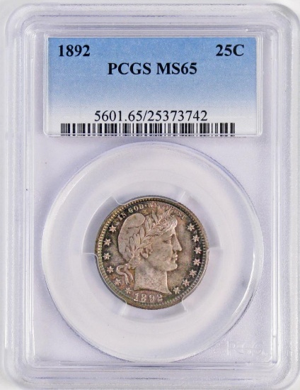 1892 P Barber Silver Quarter (PCGS) MS65..