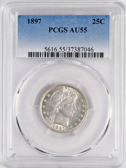 1897 P Barber Silver Quarter (PCGS) AU55.