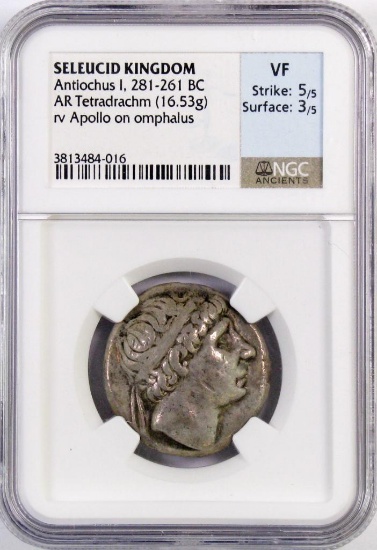 Ancient: Seleucid Kingdom Antiochus I 281-261 B.C. (NGC) VF.