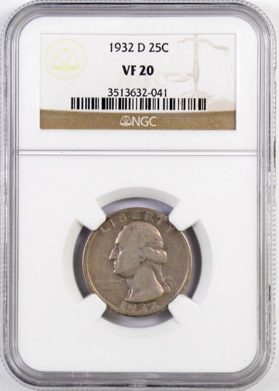 1932 D Washington Silver Quarter (NGC) VF20.