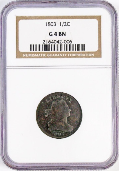 1803 Draped Bust Half Cent (NGC) G4BN.