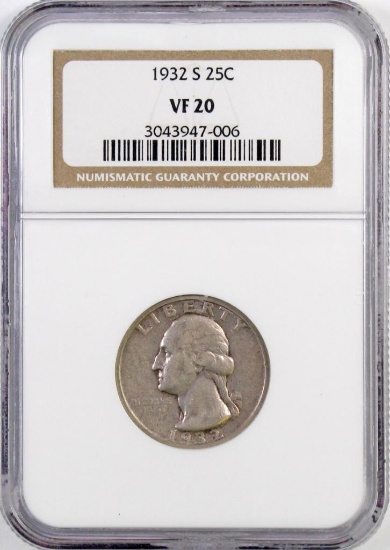 1932 S Washington Silver Quarter (NGC) VF20.