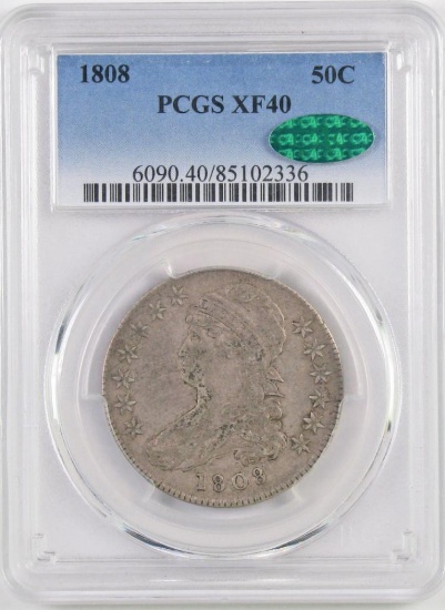 1808 Capped Bust Silver Half Dollar (PCGS) XF40 CAC.